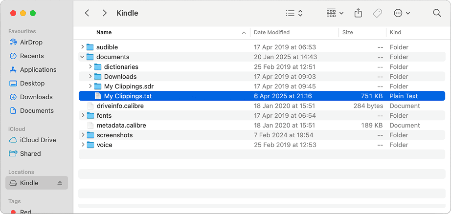 Selecting Highlights in the Kindle App