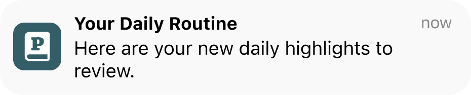 A push notification reminding you about a newly available recap