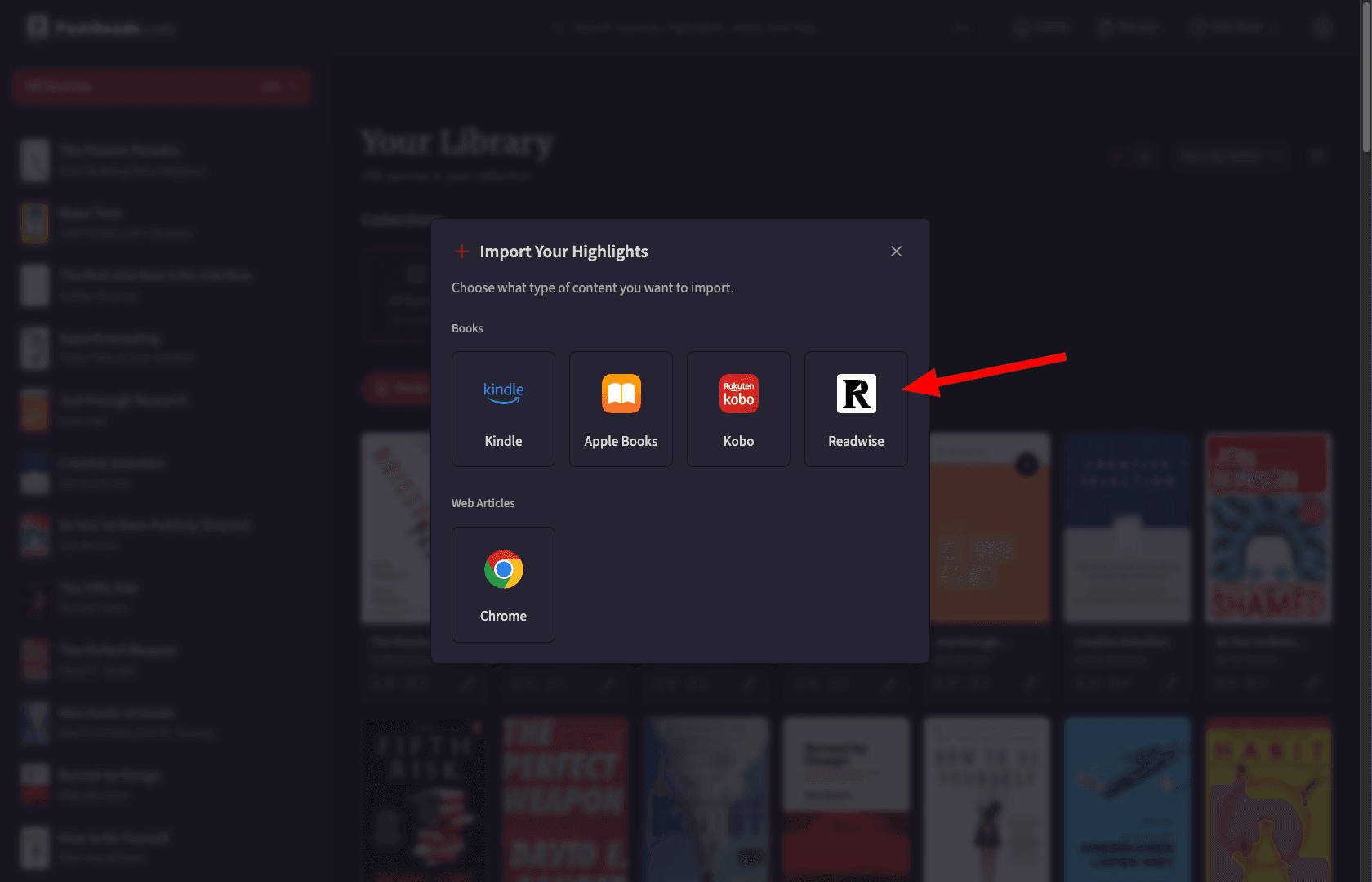 Import Readwise library into PastReads