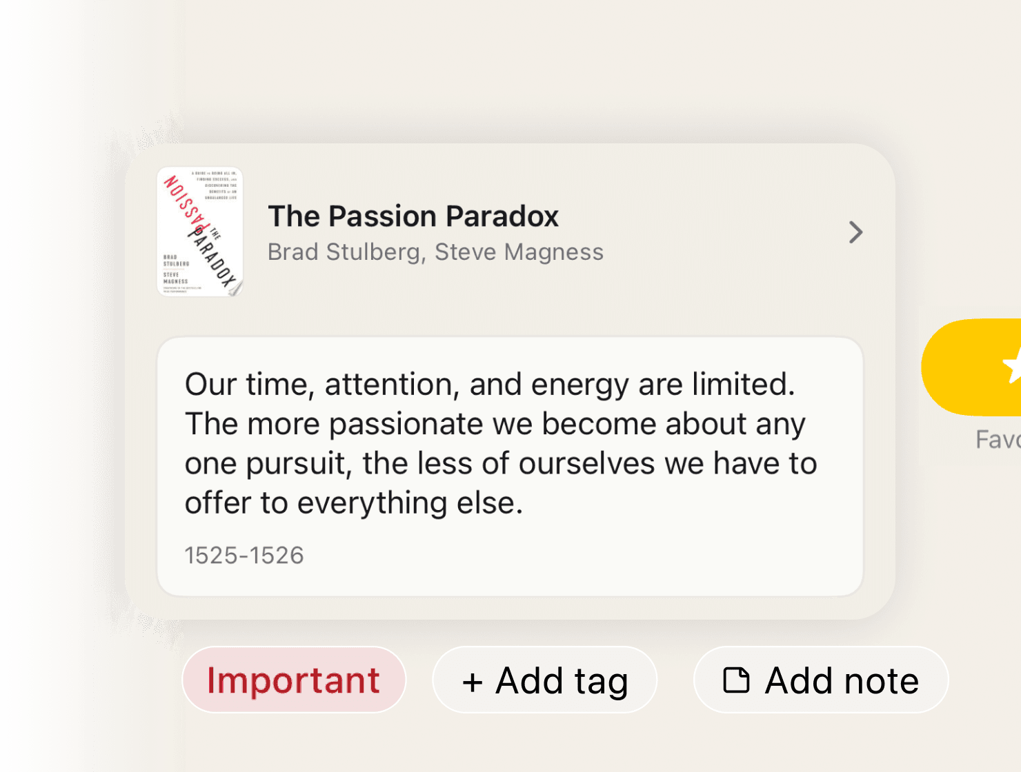 Organize, favorite, and tag highlights with notes