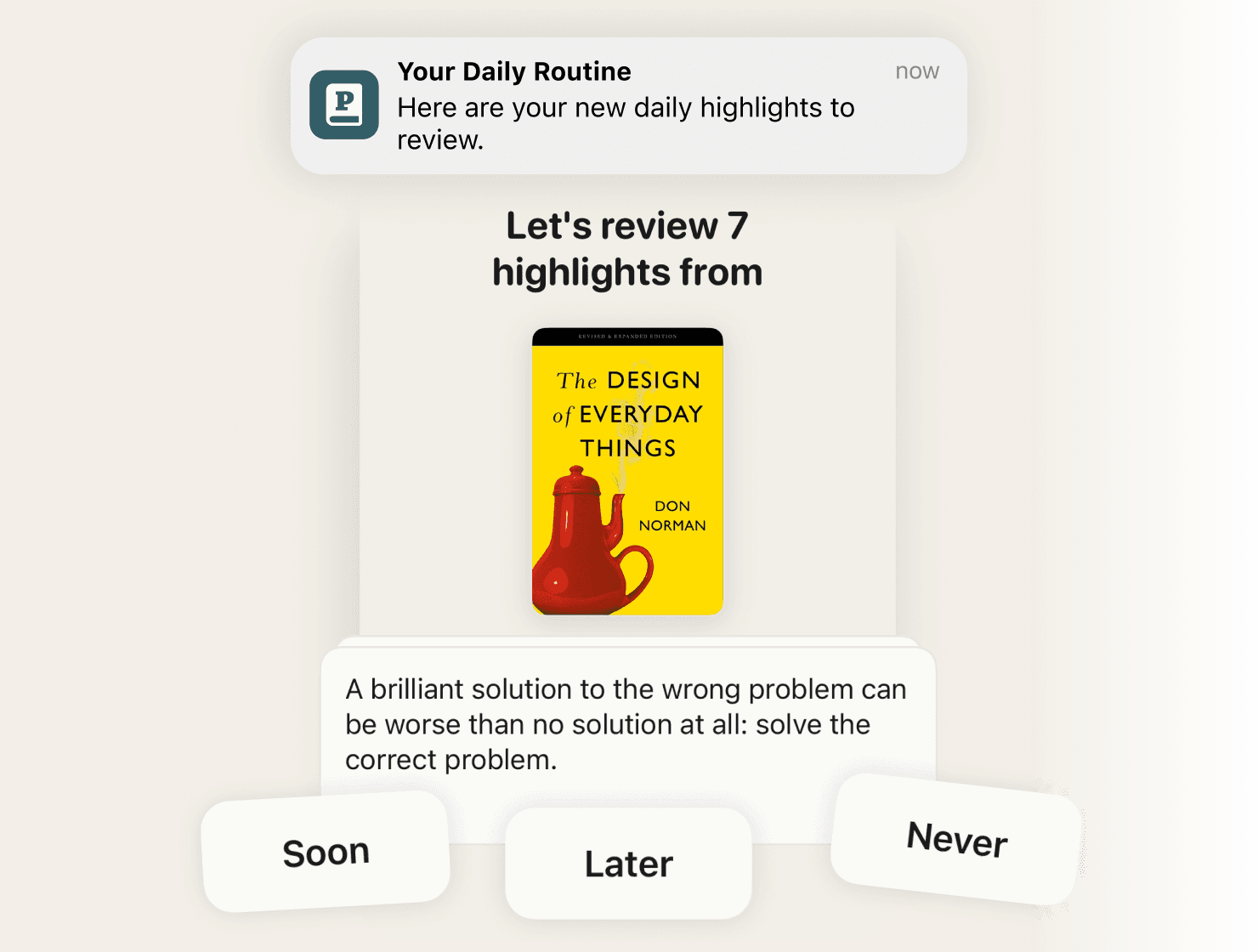 Daily reading recaps with highlight review reminders
