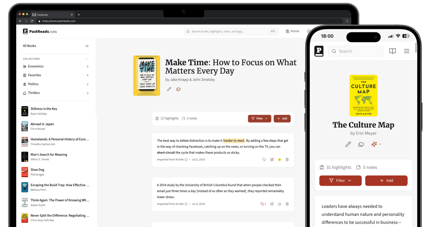 PastReads Interface on Desktop and Mobile