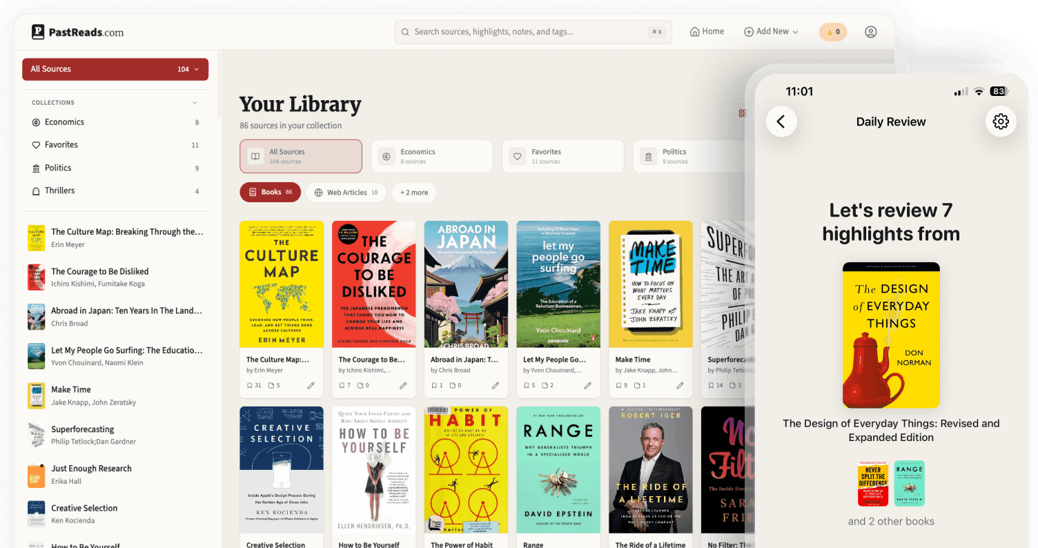 PastReads Interface on Desktop and Mobile