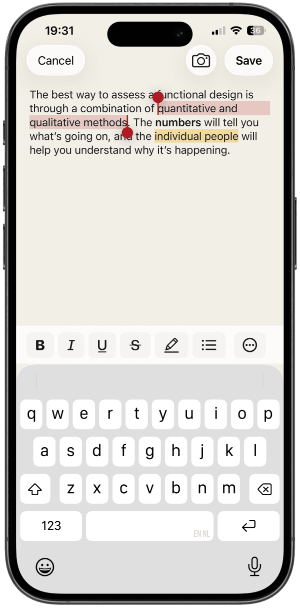 Applying formatting to an existing highlight