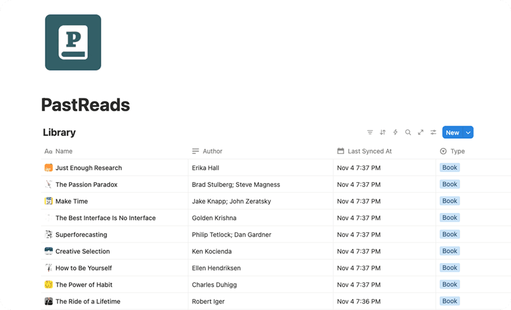 An exported library in Notion
