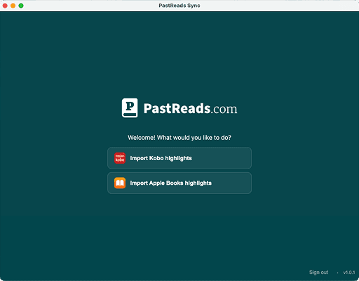 PastReads Sync connected to a Kobo