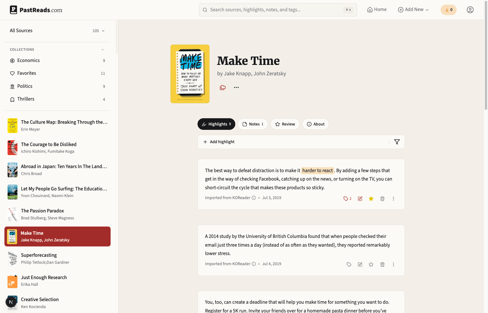 View highlights from any book in PastReads